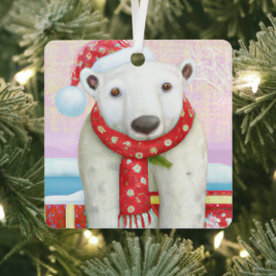Adorno Metálico Oso Polar Santa