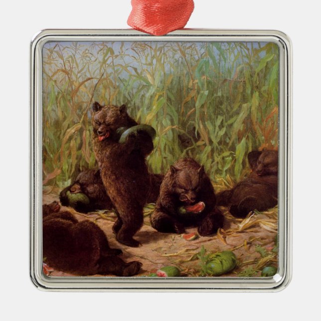 Adorno Metálico Osos en el parche de sandía (por W.H. Beard) (Frente)