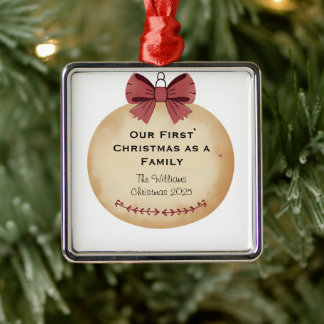 Adorno Metálico Our First Christmas as a Family 2025 Watercolor