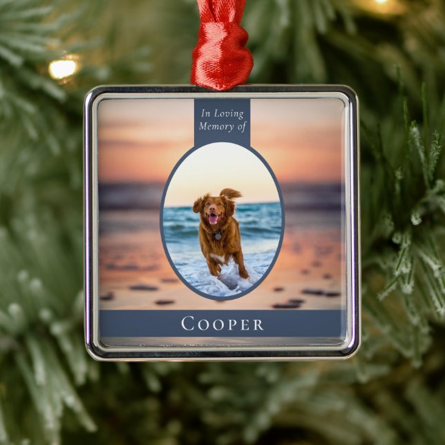 Adorno Metálico Oval Photo Beach Dog Memorial Keepsake (Árbol)