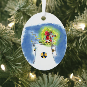Adorno metálico ovalado de Santa Claus nuclearizad