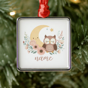 Adorno Metálico Oveja de bebé con luna