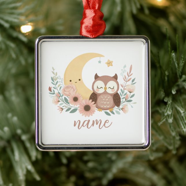 Adorno Metálico Oveja de bebé con luna (Árbol)