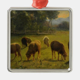 Adorno Metálico Oveja en paisaje rural (por Rosa Bonheur)