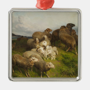 Adorno Metálico Oveja en una pradera (por August Friedrich Schenck
