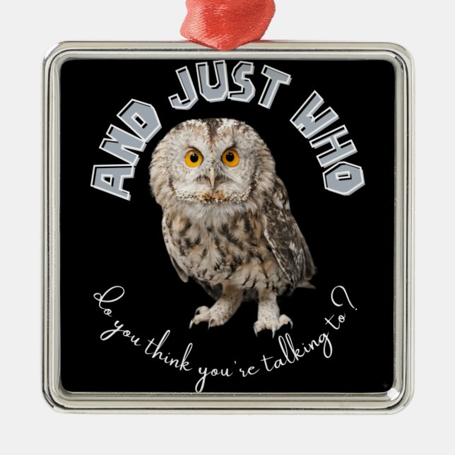 Adorno Metálico Owl: ¿Y con quién crees que estás hablando? (Frente)