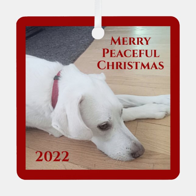Adorno Metálico Pacíficos Navidades de Collar Rojo Perro Blanco (Anverso)