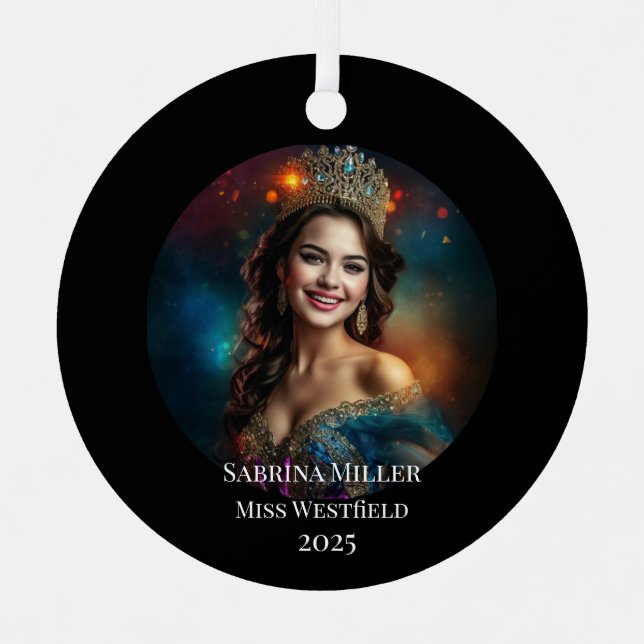 Adorno Metálico Pageant Queen Metal Christmas Ornament (Anverso)