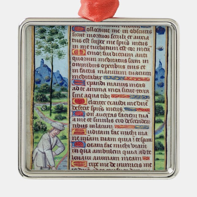 Adorno Metálico Página del texto latino con la frontera (Frente)