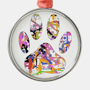 Adorno Metálico Paint Splatt Dog Paw Print