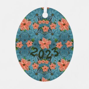Adorno Metálico Paintado Pastel suave Poinsettia vacaciones