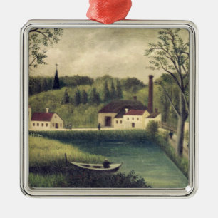 Adorno Metálico Paisaje con pescador, después de 1886