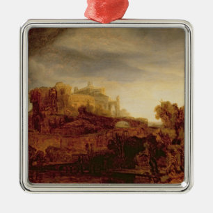 Adorno Metálico Paisaje con un castillo francés