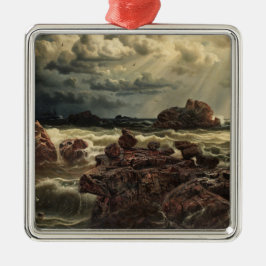 Adorno Metálico Paisaje costero con buques en el horizonte