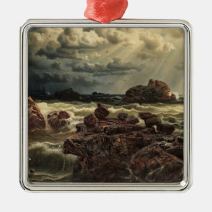 Adorno Metálico Paisaje costero con buques en el horizonte