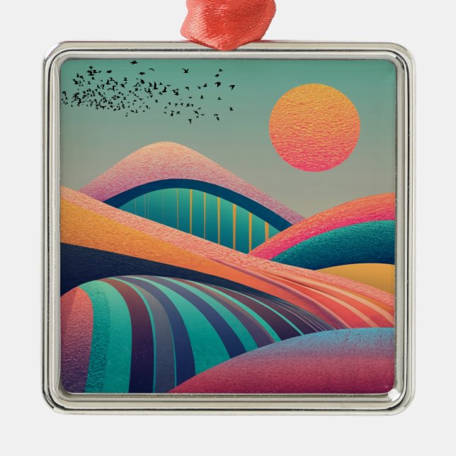 Adorno Metálico Paisaje de las colinas de Kaleidoscope (Frente)