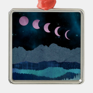 Adorno Metálico Paisaje de las fases rosadas de la luna