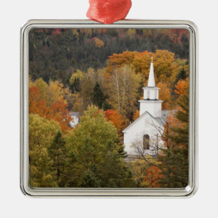 Adorno Metálico paisaje de otoño con iglesia, Vermont, EE. UU.