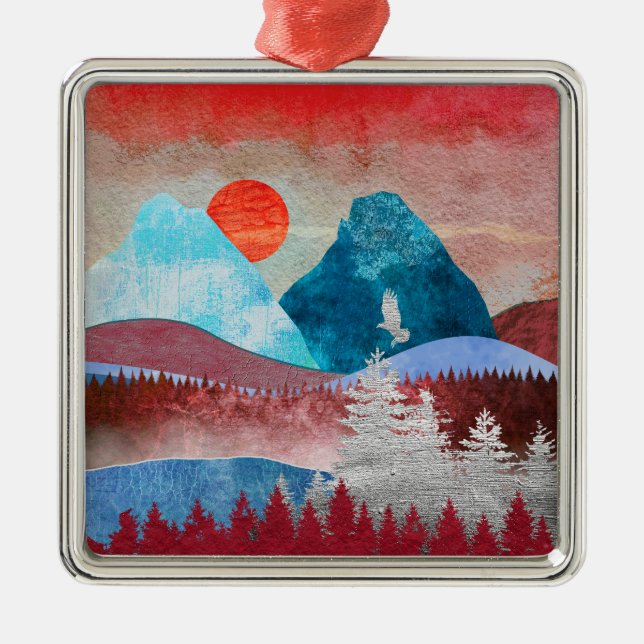 Adorno Metálico Paisaje del águila plateada (Frente)