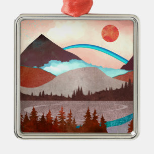 Adorno Metálico Paisaje del arcoiris azul