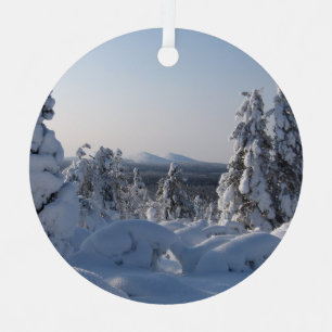 Adorno Metálico Paisaje invernal de nieve con pelos