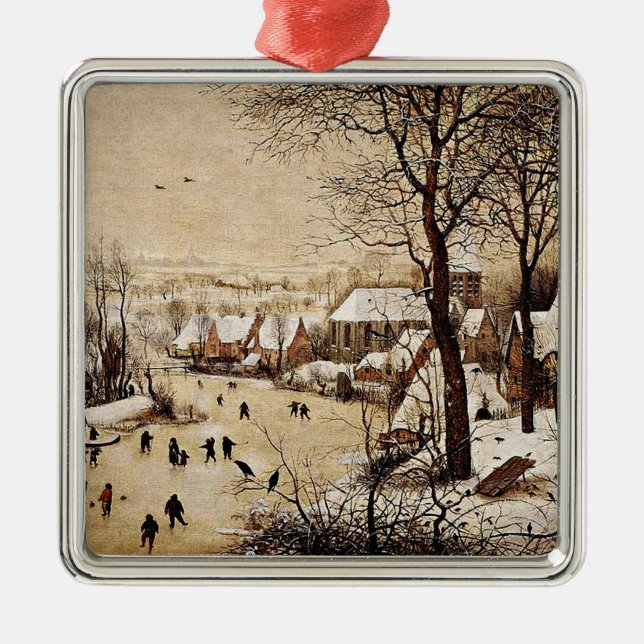 Adorno Metálico Paisaje invernal de Pieter Bruegel el Viejo, (Frente)