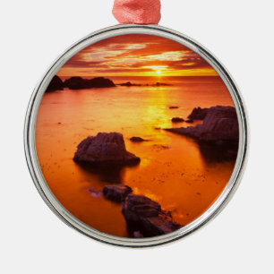 Adorno Metálico Paisaje marino naranja, puesta de sol, California