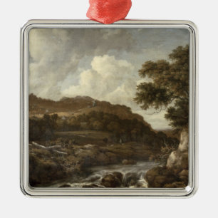 Adorno Metálico Paisaje montañoso de madera con torrente