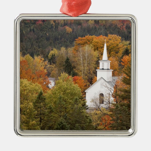Adorno Metálico Paisaje otoñal con iglesia, Vermont, EE.UU. (Frente)