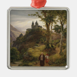 Adorno Metálico Paisaje romántico con complejo de monasterios