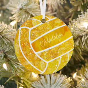 Adorno Metálico paislies plumas estampado floral voleibol de oro
