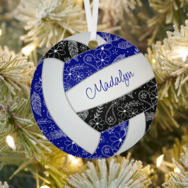 Adorno Metálico paislies plumas flores voleibol negro azul