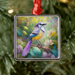 Adorno Metálico Pájaro de fantasía arrendajo azul violáceo