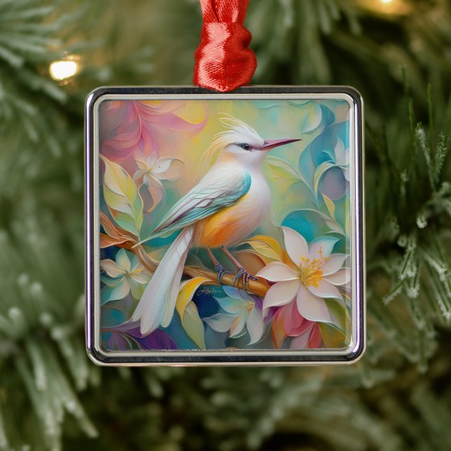 Adorno Metálico Pájaro de Fantasía Rumped Dorado (Árbol)