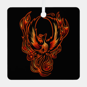 Adorno Metálico Pájaro De Fuego