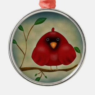 Adorno Metálico Pájaro Rojo Cardenal