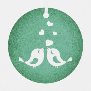 Adorno Metálico Pájaros de amor en verde
