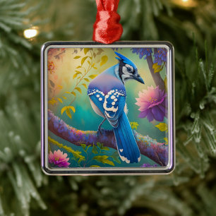 Adorno Metálico Pájaros de fantasía Arrendajo azul