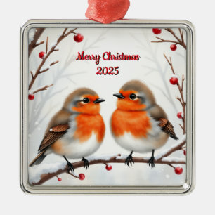 Adorno Metálico Pájaros de Navidad personalizados