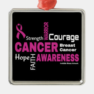 Adorno Metálico Palabras... Cáncer de Mama