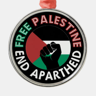 Adorno Metálico Palestina Libre termina con bandera del Apartheid 