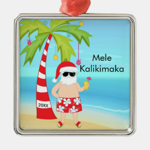 Adorno Metálico Palmera Relajante Santa Navidad Hawaiana