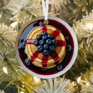 Adorno Metálico Pancakes de arándanos para Navidad