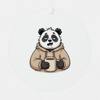 Adorno Metálico Panda Café Dibujo Animado Demasiado Cansado Para F
