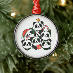 Adorno Metálico Panda Christmas Tree Funny Animal Navidad Cerami