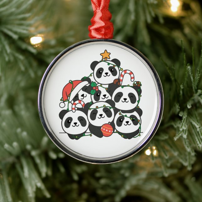 Adorno Metálico Panda Christmas Tree Funny Animal Navidad Cerami (Árbol)