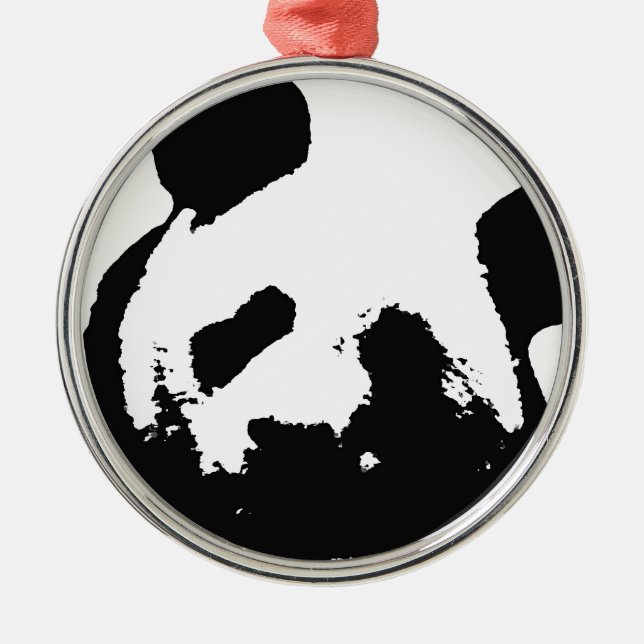 Adorno Metálico Panda de arte pop blanco negro (Frente)