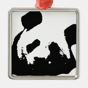 Adorno Metálico Panda de arte pop blanco negro