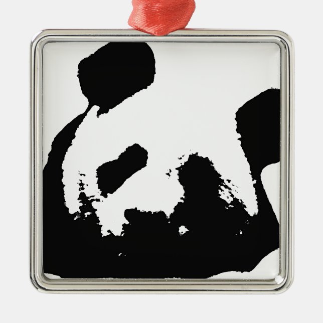 Adorno Metálico Panda de arte pop blanco negro (Frente)