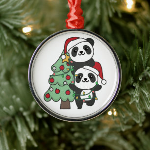 Adorno Metálico Panda Navidades navideños Animales Pandas